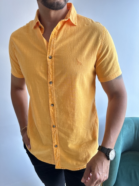 Camisa Xadrez Masculina Social Manga Longa Amarelo Preto