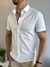 Camisa Slim Linho Manga Curta Branca 1003 - Acostamento