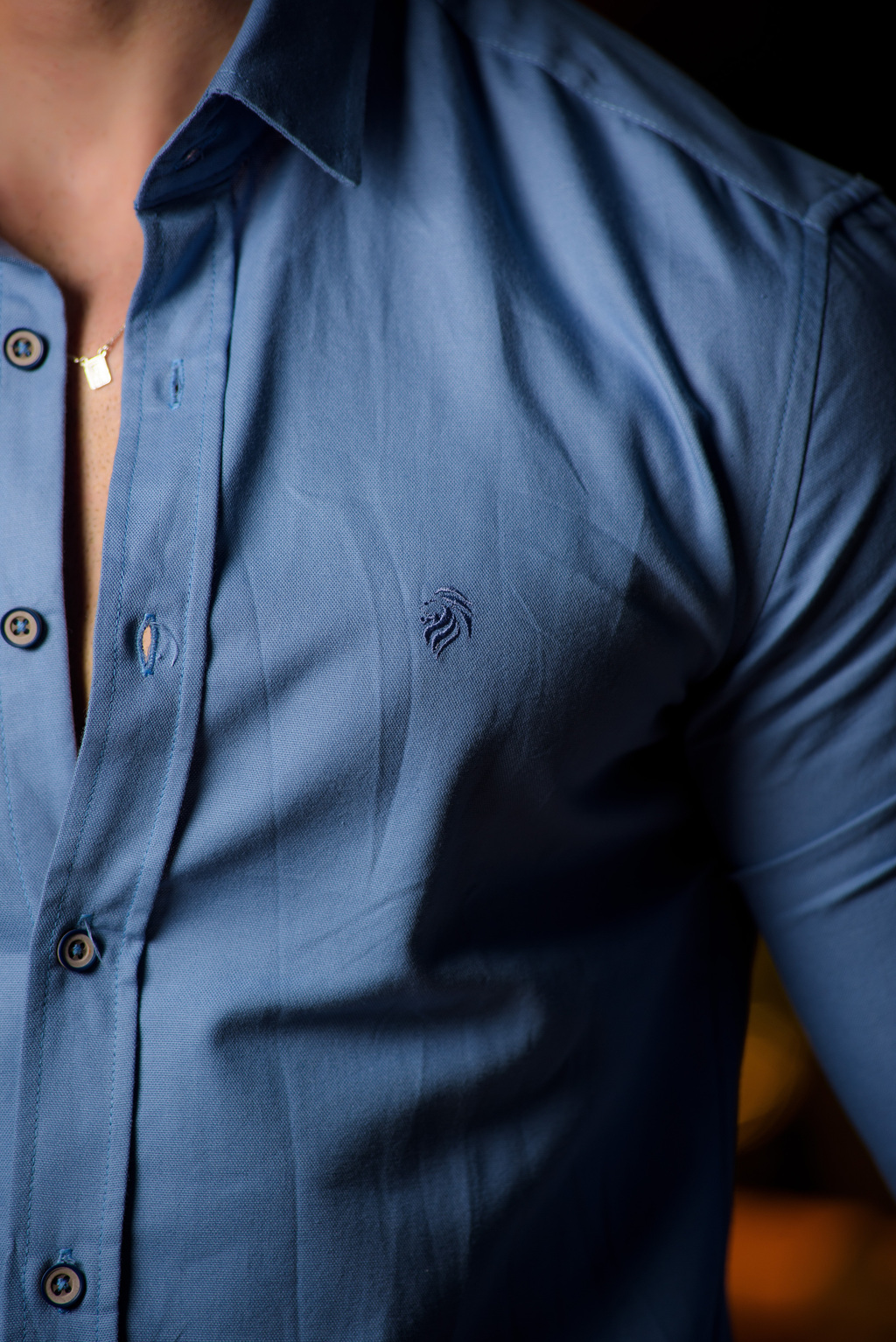 Camisa Social Slim Oxford Azul Francia - Conquest - comprar online