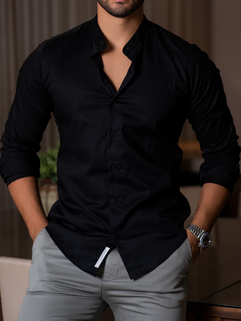 Camisa social 2025 toda preta