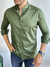 Camisa Social Acetinada Slim Verde - Gola Padre - Conquest