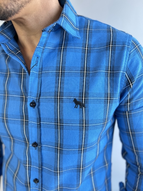Camisa Social M. Longa Slim Azul Claro 1040 - Acostamento