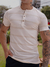 Camiseta Henley Slim Off White Listra Bege - Oxg