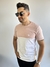 Camiseta Casual Recortes Off White / Rosa Chá - Acostamento na internet
