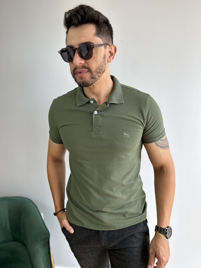 Camiseta Gola Polo Verde Logo Bordada - Acostamento - Kamarim Patos