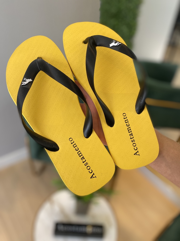 Chinelo Amarelo com Preto - Acostamento - Kamarim Patos