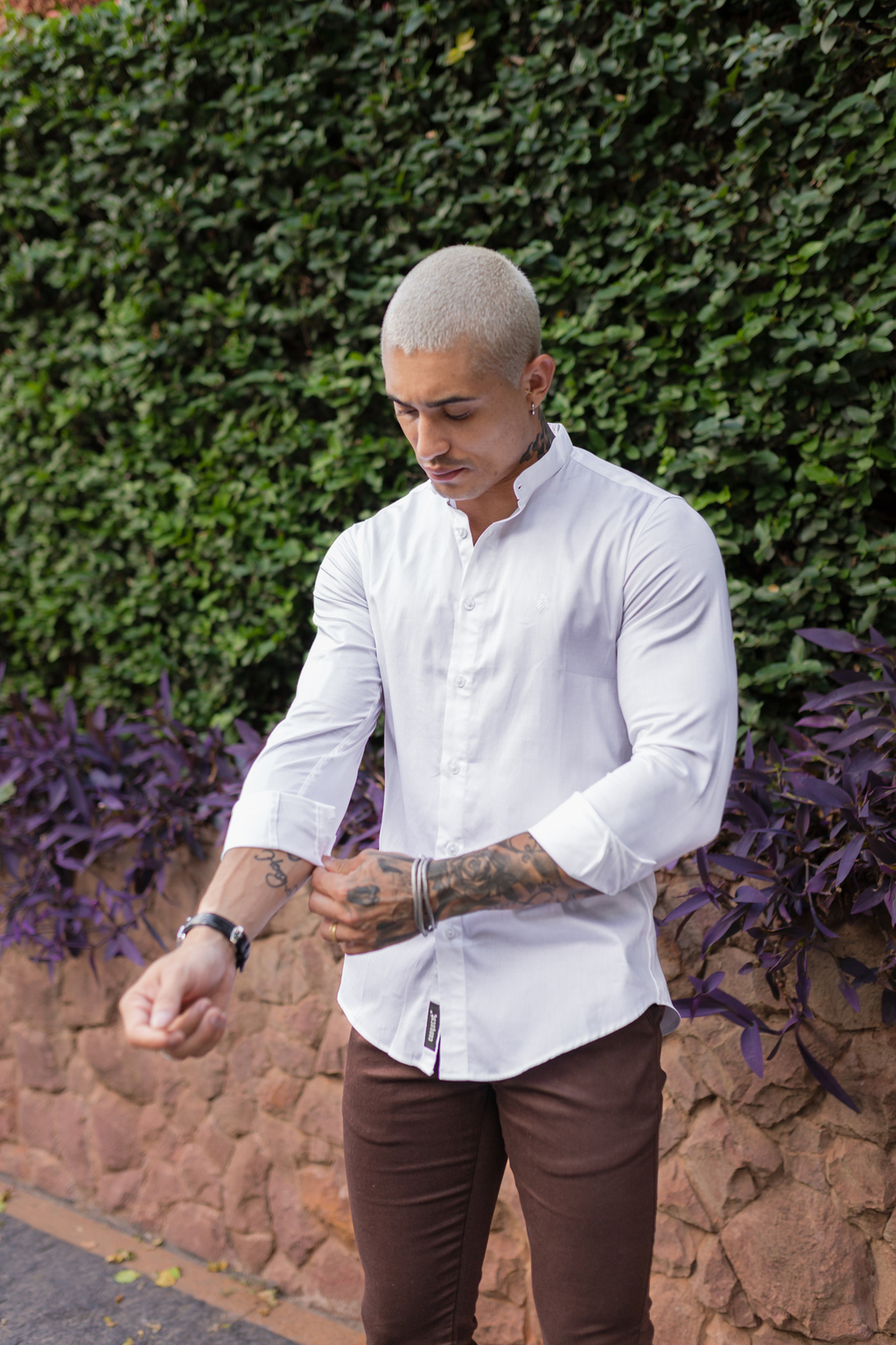 Camisa Social M.Longa Slim Fit Branca- Gola Padre - Conquest na internet