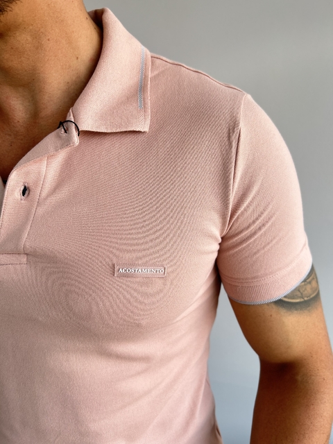 Camiseta Gola Polo Elastano Rosa Chá 4006 - Acostamento - comprar online