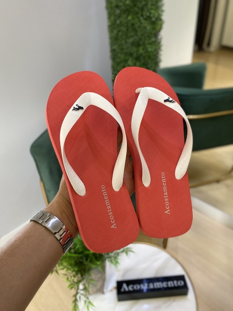 Chinelo Vermelho Tira Branca 9001 - Acostamento