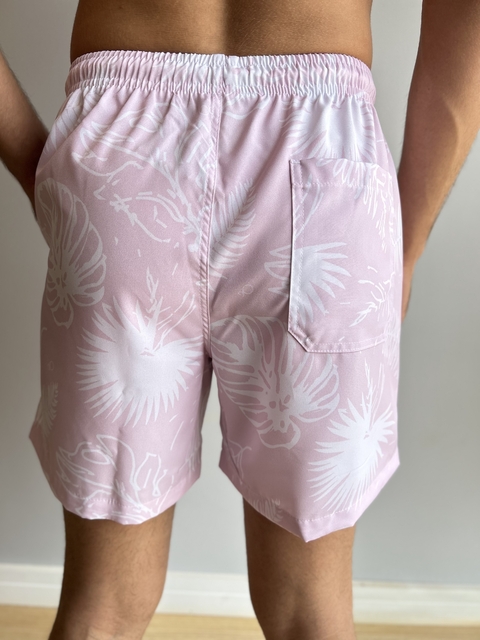 Imagem do Short Boxer Rosa Folhagem Branca 9183 - Ogochi