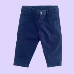 Pantalón de gabardina azul con cintura ajustable Petit Bateau - 6M