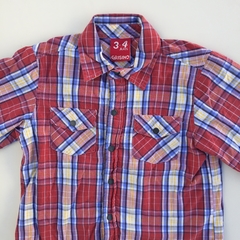 Camisa cuadrille rojo, azul y amarillo con interior de algodón Grisino - 3-4A - comprar online