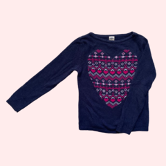 Sweater manga larga azul con dibujo de corazón en rosa Oshkosh - 6A