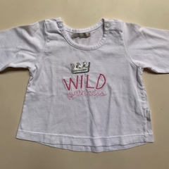 Remera manga larga de algodón blanca "Wild princess" Mimo - 3-6M - comprar online