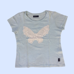Remera manga corta de algodón "Mariposa" celeste Mimo - 8A