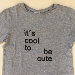 Remera manga larga de algodón "It's cool to be cute" gris Zara - 9A - comprar online