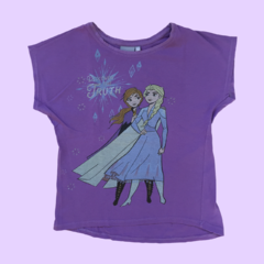 Remera manga corta de algodón Frozen "Elsa y Ana" violeta Disney - 10A