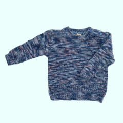 Sweater de lana manga larga jaspeado azul y rojo Cheeky - 9-12M