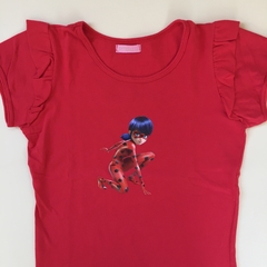 Remera manga corta de algodón estampado "Chica con traje especial" rojo Princess - 10A - comprar online