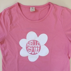Remera manga corta de algodón "Hello sun" con flor rosa Cheeky - 12A - comprar online