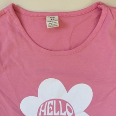 Remera manga corta de algodón "Hello sun" con flor rosa Cheeky - 12A en internet