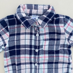 Camisa manga larga cuadrille estilo leñadora rosa y azul con detalles plateados Carter's - 12M en internet