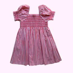 Vestido manga corta rayado rosa y blanco Paz Rodriguez *NUEVO* - 8A