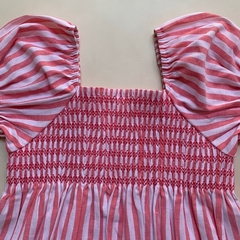 Vestido manga corta rayado rosa y blanco Paz Rodriguez *NUEVO* - 8A - Comunidad Vestireta