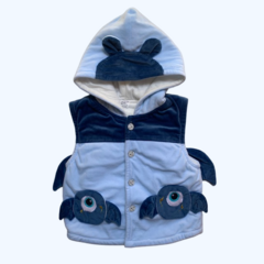 Chaleco azul con botones, interior de algodón, capucha y mochila "mounstro" *NUEVO* - 5A