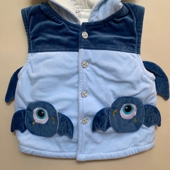 Chaleco azul con botones, interior de algodón, capucha y mochila "mounstro" *NUEVO* - 5A - comprar online