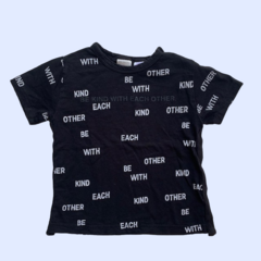 Remera manga corta de algodón negra "Be kind with each other" Zara - 3-4A