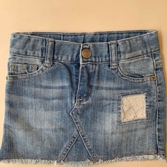 Pollera de jean con cintura ajustable y detalle en brodery Mimo - 3A - comprar online