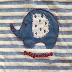 Enterito de algodón sin mangas celeste rayado "elefante" Lelefantino - 3M - comprar online