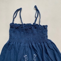 Vestido sin mangas estilo solero azul con bordados en blanco Rapsodia - 12A - comprar online