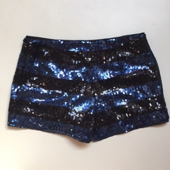 Short de lentejuelas negro y azul Forever XXI XS 13 14A
