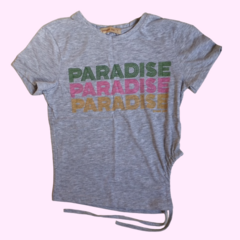 Remera de algodón manga corta "Paradise" con apertura al costado Peuque - 38/40 (6-7A)