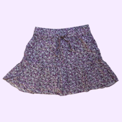 Pollera con cintura elastica floreada violeta Zara - XS (10A)