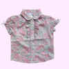 Camisa manga corta con cuello redondo, volados y moños floreada rosa y verde Baby Cottons - 18M