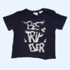 Remera de algodón manga corta azul oscuro "Best trip ever" Zara - 18-24M