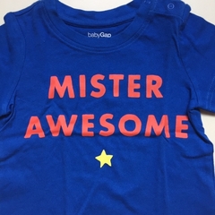 Remera de algodón manga corta azul "Mister awesome" Gap - 12-18M - comprar online
