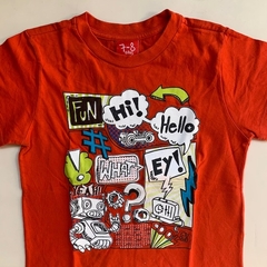 Remera manga corta de algodón naranja "Hi Hello" Grisino - 7-8A - comprar online