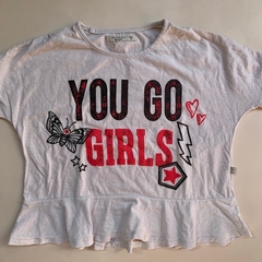 Remera manga larga de algodón blanco "You go girls" Wanama - 8A - comprar online