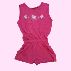 Enterito de algodón sin mangas con cintura elástica y bordado de flores rosa Old Bunch - 12A