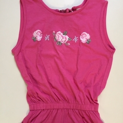 Enterito de algodón sin mangas con cintura elástica y bordado de flores rosa Old Bunch - 12A - comprar online