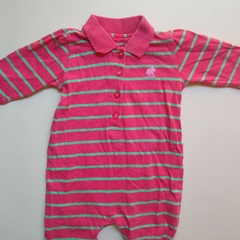 Enterito manga larga de algodón con cuello de chomba rosa BabyCottons - 3M - comprar online