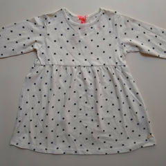 Vestido manga larga de algodón blanco "Estrellas" Little Akiabara - 12M - comprar online