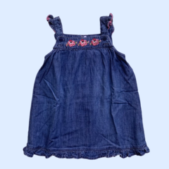 Vestido de jean sin mangas con volados con "Rosas" bordadas H&M - 9-12M