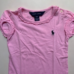 Remera de algodón manga corta rosa con volados Tommy Hilfiger *NUEVO* - 24M - comprar online