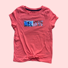 Remera de algodón rosa manga corta con lentejuelas "Believe" Cat & Jack - 6A