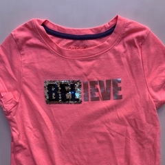 Remera de algodón rosa manga corta con lentejuelas "Believe" Cat & Jack - 6A - comprar online